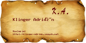 Klinger Adrián névjegykártya